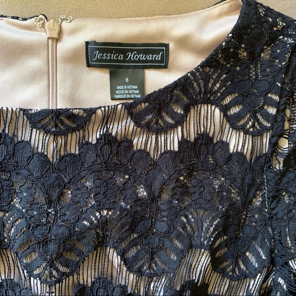 Jessica Howard Black Lace Mini Cocktail Dress 6 - Picture 3 of 8